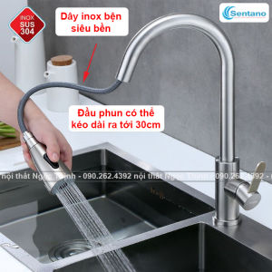 [SALE RẺ]Vòi rửa chén bát NÓNG LẠNH STN-407 thiết kế dây kéo rút SIÊU TIỆN LỢI chất liệu inox sus304 chống gỉ sét