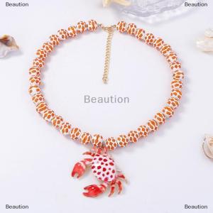 [COD] Beaution Womens Acrylic Red Crab Pendant Necklaces Pool Accessories Ocean Style Crab Hip Hop Necklace Pendant Party Jewelry Decor