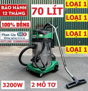 Máy Hút Bụi Công Nghiệp ROMANO 70 Lít 2 Mô tơ Công suất 3200W Hàng Chính hãng Bảo hành 1 năm