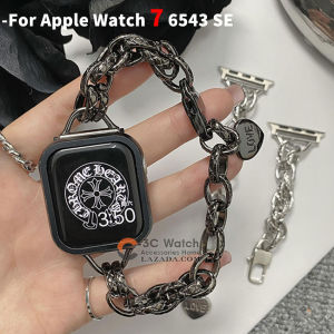 Metal Heart Chain bracelet For Apple Watch band 41mm 45mm 49mm Korean Trend lady fashion watchband 44mm 42mm Compatible with i watch9/8/7/6/5/SE/4/3/2/1 Women Strap 38mm 42mm Ultra 49mm