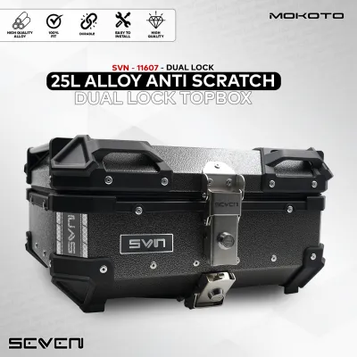 MOKOTO SEVEN SERIES 25L ALLOY TOP BOX ANTI SCRATCH SVN-11607 DOUBLE LOCK REAR TAIL BOX UNIVERSAL FOR MOTORCYCLE