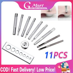 11pcs/set Die Punch Hole Snap Rivet Button Setter Base Kit Leather Punch DIY Leather Tool Leather Craft Tools Hole Punches Hot Rivet-Setter-Kit