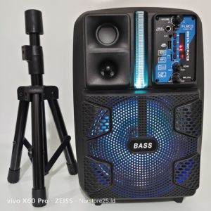 BAYAR DI  TEMPAT COD Speaker Bluetooth FLECO X-BASS F-8809LED 85 INCH Gratis Tripod Hitam Dan Microphone Wireless Karaoke Remot Control Radio TF Card USB BT AUX/Salon Aktif Bluetooth/Musik Box Bluetooth Full Bass FLECO