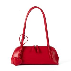 Modern Shoulder Bag With Heart Shaped Pendant Practical PU Leather Underarm Bag Evening Handbag For Daily Essential