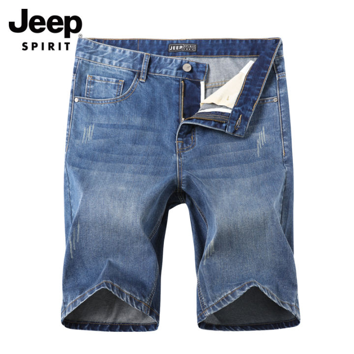 JEEP SPIRIT Men's Denim Shorts Summer Loose Casual Straight