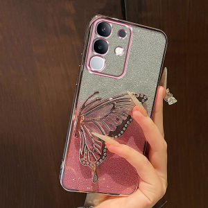 Phone Casing Vivo Y29 4g Y39 5g With Butterfly Stand Glitter Sequins Design Soft Silicone Case Vivo Y39 5g Y29 Luxury Phone Casing Cover