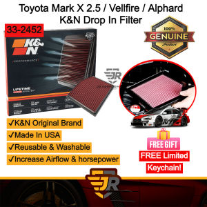 K&N Washable Drop In Replacement Air Filter Mark X Vellfire Alphard IS250 Penapis Udara Car Intake Parts KN-AF-33-2452
