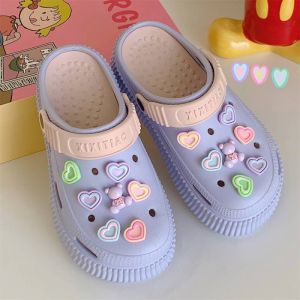 [Free Shipping] Girly Student Beach Sandals For Women Summer High-Heeled Platform Thick-Soled Cute Clogs