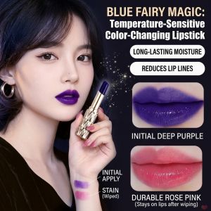 Women's Blue Magic Color-Changing Lipstick Waterproof Moisturizing Lip Gloss Blue Rose Long-Lasting Non-Stick Cup Lip Color for Daily Makeup and Travel