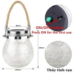 Đèn năng lượng mặt trời lọ thủy tinh rạn đèn led decor trang trí quán cafe sân vườn ban công ngoài trời kháng nước Manco