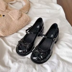 Free Shipping Bowknot Silver Shoes For Women 2026 Spring New Collection Paired With A Skirt Chunky Heel High Heels Shallow-Toe Pumps