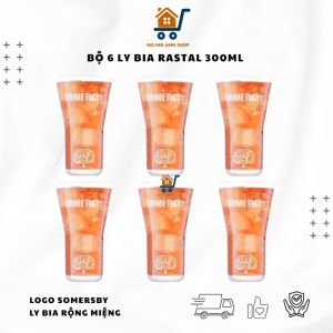 Bộ 6 Ly Bia 300ml Rastal Nhập Khẩu Italy - Hàng Khuyễn Mãi Logo Somersby Ly Bia Rộng Miệng