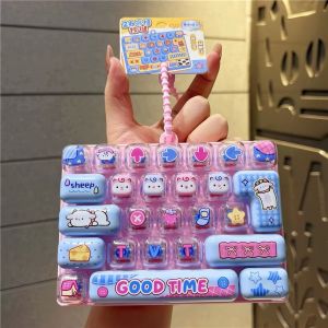 Cute Cartoon Mini Keyboard 26-Key Stress Relief Keyboard Keychain Portable Silicone Press Toy for Ki