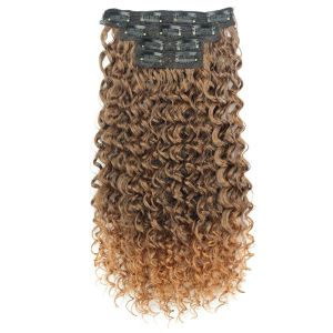 STARGOODS Full Head Clip in Hair Extensions 20 Inch Natural Long Kinky Curly Thick hair Fake Seamless Synthetic Hair Pieces for Women