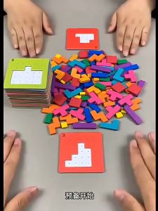 3D Puzzle Two-person Interactive Desktop Game Tangram Math Toys Building Blocks Board Color Shape for Kids Gifts