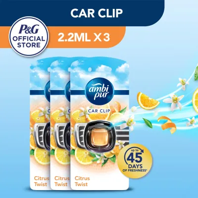 [Bundle of 3] Ambi pur Car Clip Car Air Freshener Citrus Twist 2.2 ml