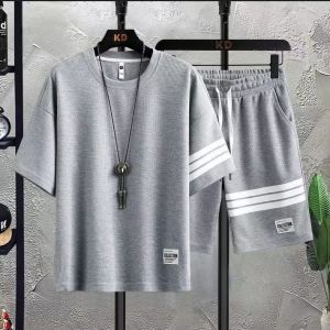 Waffle summer suit waffle shorts waffle T Mens summer casual suit lightweight and new