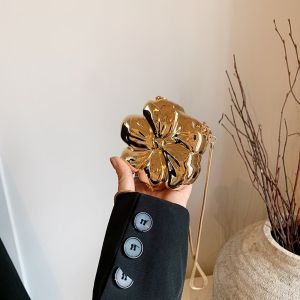 COPOTIYA อะคริลิค กระเป๋าสะพายลายดอกไม้สีสดใส สไตล์เกาหลีแบบ เงินสีเงิน กระเป๋าโซ่จัดเลี้ยง เรโทร กระเป๋าถือแบบถือ ถุงปาร์ตี้ตลก สำหรับผู้หญิง