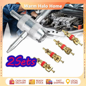 2Set 4 Way Car Bike Tyre Tire Valve Repair Remover Tool+8 Valve Stem Cores for Car Truck Motorcycle