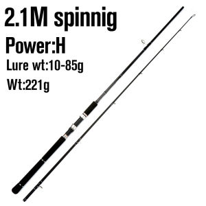Megalodon 2 Genuine long casting High Carbon Fiber Ultra Light & Ultra Stiff Lure Fishing Rods for Freshwater & Saltwater Power: H Action: F Spinning & Casting Lure Weight:10-85 grams Oversize Trolling Weight: 5kg 1rod tips :H