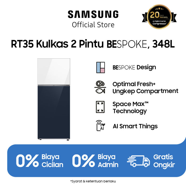 Samsung Kulkas 2 Pintu dengan Bespoke Design, Ungkep Compartment dan AI Smart Things, 348L - RT35CB56408ASE