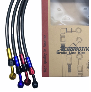 Selang Rem AEROMOTIVE Depan 95cm Serat nap cnc banjo lurus plus bengkok 90 derajat