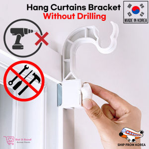 No Drilling curtains rod holder Bracket Easy installation no need tools 2Pcs
