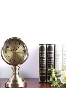 Desk Alarm Clock Vintage Style Clocks European Style Living Room Metal Clock Bronze Silent Table Clock Living Room Art Decoration Clock HD312 Desk Clock Vintage