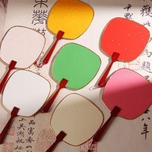 DGTHE ภาพวาดเปล่า แฟน DIY แบบพกพา ทำมือ งานฝีมือตกแต่งพัดลม ของตกแต่งงานปาร์ตี้และเต้นรำ สร้างสรรค์ แฟนพัดลมแบบหมุนมือ ฤดูร้อน