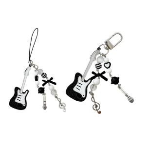 Thẩm mỹ âm nhạc Guitar Keychain Dễ Thương Dây Móc Khóa Treo lòng thòng thích hợp cho trẻ em gái và phụ nữ những người yêu âm nhạc mặt