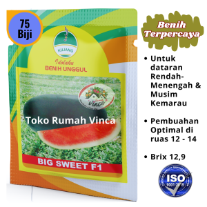 Benih Bibit Semangka Inul Merah Jumbo Tahan Penyakit BIG SWEET F1 75 biji Cap Kujang