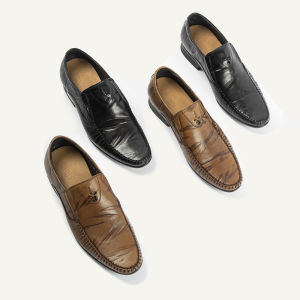 Giày tây nam MULGATI Leather da nhăn mũi nhọn - YD136-V905