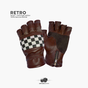 WJ Leather - Sarung Tangan Motor Kulit Retro Brown