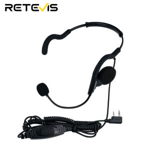 Retevis EHK014 Hanging headphones on the back Kenwood Kevlar Reinforced Cable Adjustable Headphone with Boom Mic Compatible with Baofeng UV-5R eSynic RT24 RT27 RT85 RT86 Two Way Radio Headset