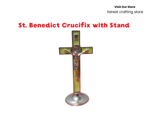 Metal Standing Crucifix Cross Saint Benedict Catholic Gift Home Décor Table Cross Camping Prayer