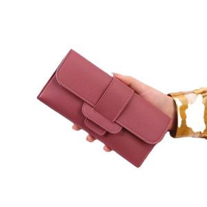Long Three-Fold Flip Korean Style Fresh Multi-Functional Leather Wallet