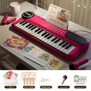 Sweet Home.my Kids Electronic Keyboard Piano 37 Keys Music Stand Display Mic Singing Mode Early Learning Toy Hadiah Rumah Tangga