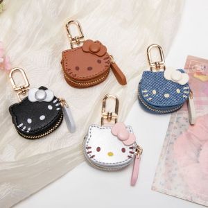 MOUSSON  การตกแต่งกระเป๋า วิดเจ็ต กระเป๋าพวงกุญแจหนังคิตตี้ PU น่ารักสำหรับเด็กและผู้ใหญ่