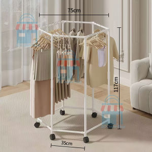 Movable Multifunctional Metal Floor-standing Coat Rack Home Bedroom Clothes Storage Rack Dormitory Balcony Clothes Drying rack