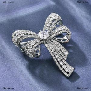 [COD] Big House Fashion Temperament Luxurious Rhinestone Bow-knot Brooches For Women Clothing Coat Accessries Gifts
