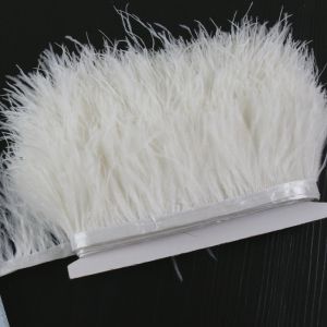 NOBLELUX 1 Meter Sewing Decoration Natural Ostrich Feathers Ribbon Tassel 8-10cm Wide Ostrich Feathers Trim Handmade Apparel Fabric Feather Plumes Ribbon Selvage Wedding Party Decoration