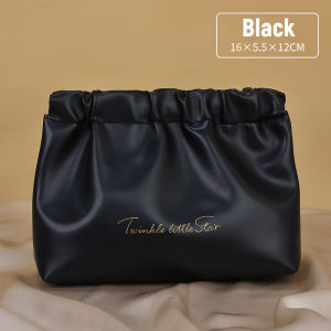 Light Color Shrapnel Wrinkled Storage Bag Lipstick Bag PU Leather Cosmetic Bag Portable Large-Capacity Storage Bag