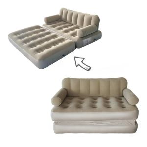 Q-1151 STORE Double Size Inflatable Sofa Portable Flocking Surface Air Bed Multi-Purpose comfortable Camping Bed Family Camping