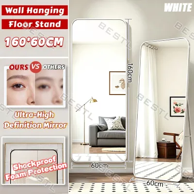 Velvet Square Mirror 170*70CM Mirror Full body Milk White/Brown/Pink Mirror With Stand Whole Body Wood Decor Glass Installation Wall Wooden Flannelette Frame wedding mirror