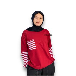 byrazi Baju Couple Oversize Polos Merah Lengan Panjang