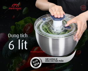 [Chính hãng iMAT] Rổ Quay Vắt Rau iMAT Tách Nước Nhanh Dễ Dùng Chất Liệu Inox 304 Nhựa PP Cao Cấp
