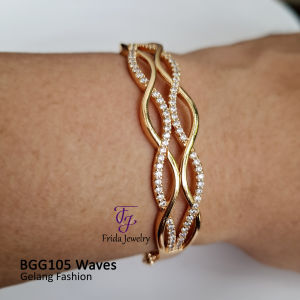 Gelang Emas Wanita Flowy Mata Elegan Perhiasan Fashion Premium Anti Karat bgg105