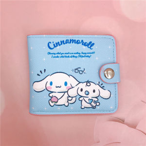 Sanrio Kuromi Hello Kitty Coin Purse For Girls 11*9.5cm PU Casual Short Wallet Coin Wallet Card Bag Button Wallet Cute Cartoon My Melody Cinnamoroll Small Wallet For Kid Card Bag