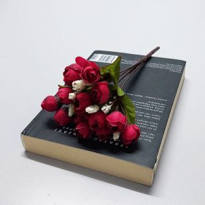 Azgalery PBP118 / Tanaman Hias Tangkai Bunga Mawar Plastik Mini Artificial Roses Flower Ornamen Hiasan Dekorasi Vas Meja Cantik Buatan / COD