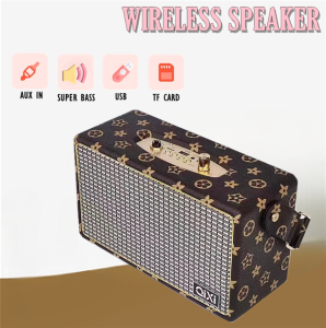 QIXI SK-2025 Leather Design Super Bass Sound Wireless Bluetooth Karaoke Speaker Multi Function